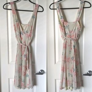 Chiffon Floral Print Empire Waist Dress